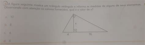 a figura seguinte mostra um triângulo retângulo e informa as medidas de alguns de seus elementos